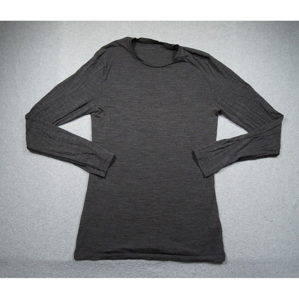 Icebreaker Shirt Mens Small Gray Merino Wool Long Sleeve Base Layer Crewneck